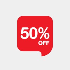 Discount 50% flat vector icon. Sticker discount 50% flat vector design