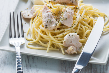 fresh spaghetti with meat