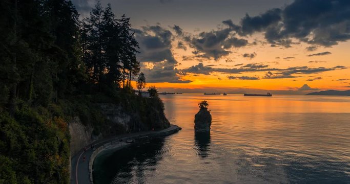 Sunset Stanley Park Siwash Rock Vancouver British Columbia Nature