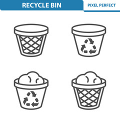 Recycle Bin Icons. Professional, pixel perfect icons depicting various recycle bin concepts. EPS 8 format