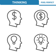 Thinking Icons. Professional, pixel perfect icons depicting various thinking concepts. EPS 8 format