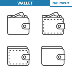 Wallet Icons. Professional, pixel perfect icons depicting various wallet concepts. EPS 8 format