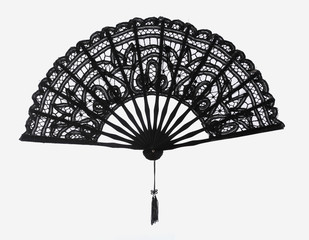 black lace hand fan