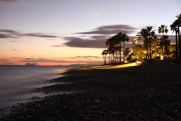 Gibraltar Rock At Sunset, Uk, View From Spain, Estepona, Sea 