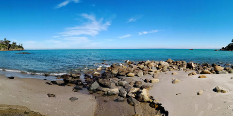 Panoramic view of beautiful beach in Cefalu, Sicily