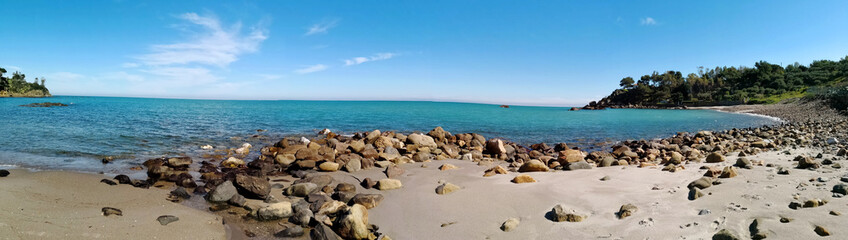 Panoramic view of beautiful beach in Cefalu, Sicily