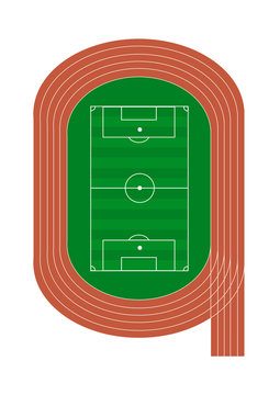 Top view of running track and soccer field - Vector illustration isolated on white background