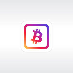 Obraz premium Mobile application or button with crypto currency bitcoin icon in popular colorful design and minimal white background. Bitcoin symbol. 