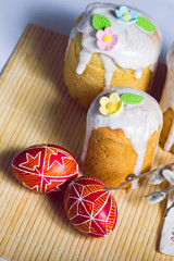 Easter cake and egg Pysanka