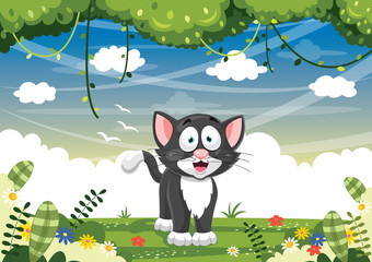 Vector Illustration Of Cartoon Cat