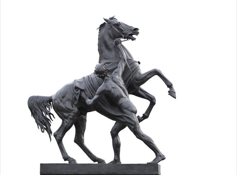 Statue of a horse tamer in Saint Petersburg