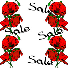bouquets of red poppies and inscription sale