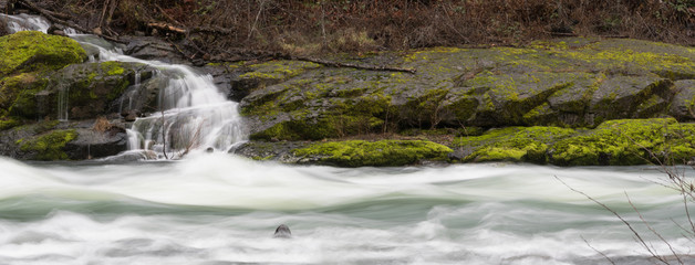 Mossy Waterfall Riverbank Umpqua River National Forest Oregon