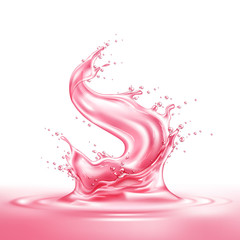 Vector realistic strawberry slice juice splash