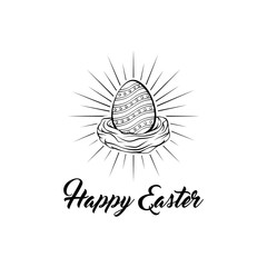 Naklejka premium Egg in a nest. Easter. Christian symbol. Easter template. Vector illustration.
