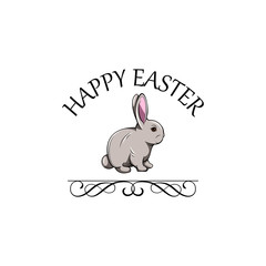 Easter rabbit, easter Bunny. Easter greeting card design. Vector.