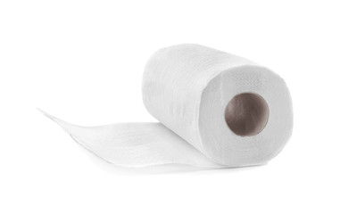 Roll of paper towels on white background