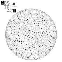 Abstract 3D wireframe geometric shape isolated on white background. 3D sphere