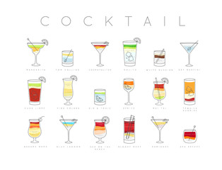 Poster cocktails flat menu