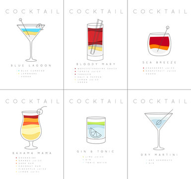 Poster cocktails Blue Lagoon