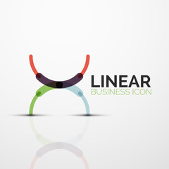 Outline minimal abstract geometric linear business icon made of line segments, elements