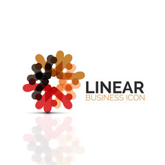 Abstract flower or star, linear thin line icon. Minimalistic business geometric shape symbol created with line segments