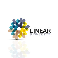 Abstract flower or star, linear thin line icon. Minimalistic business geometric shape symbol created with line segments