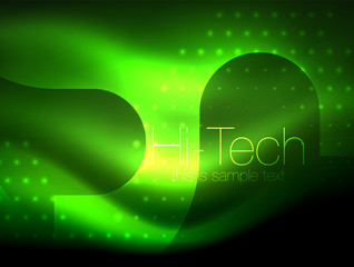 Glittering neon glowin wave, techno modern art abstract background, magical shiny template