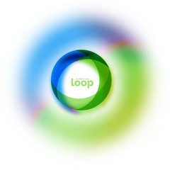 Loop circle business icon, created with glass transparent color shapes