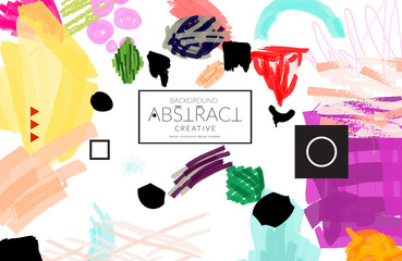 Abstract collage made with scribbles  markercanyon strokesblack geometric shapes