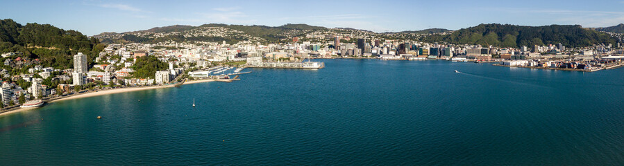 Fototapeta premium Wellington City New Zealand, Early Summer Morning Panorama