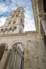 Bell tower of Cathedral of Saint Domnius with a Roman arch, Split Croatia.