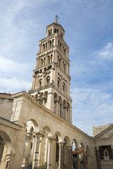 Fototapeta premium Bell tower of Cathedral of Saint Domnius with a Roman arch, Split Croatia.