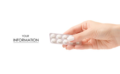White pills in blister in hand pattern