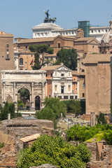 Fototapeta na wymiar Panoramic view of Roman Forum in city of Rome, Italy