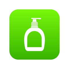 Bottle with liquid soap icon digital green