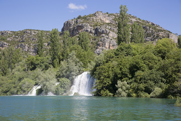 Scenic View of beautiful nature, water and waterfall At Krka National Park, Coatia