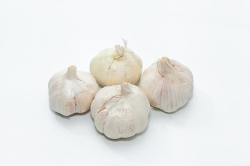 close up of garlic on white background