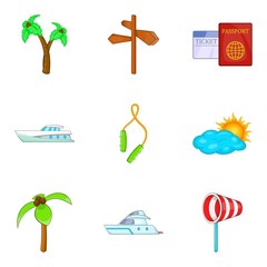 Free time icons set, cartoon style