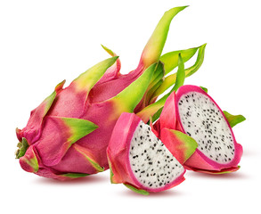 Fresh dragon fruit isolated on white background with clipping path