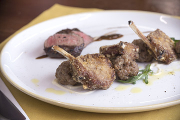 lamb, grilled, roasted, cooked, meat, meal, bbq, food, dinner, bone, lunch