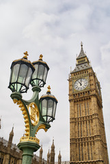 Fototapeta na wymiar Big Ben and Lamp Post, London, England