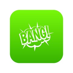 Bang, speech bubble explosion icon digital green