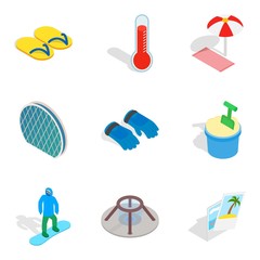 Nonworking day icons set, isometric style