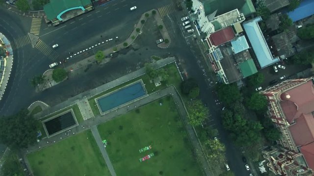 Downtown Yangon road near Sule Pagoda, Myanmar