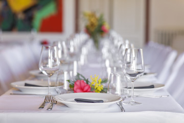 restaurant, interior, dining, table, empty, knife, food, nobody, tablecloth, setting, elegant, luxury