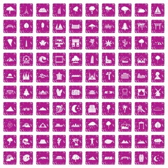 100 view icons set grunge pink