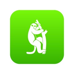 Macaque on a tree icon digital green