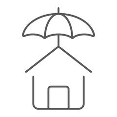 House protection thin line icon, Real estate and home, insurance sign vector graphics, a linear pattern on a white background, eps 10.