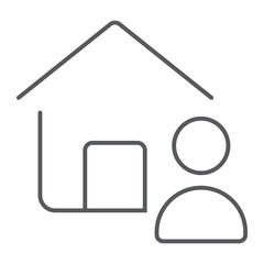 Real Estate Agent thin line icon, Real estate and home, person sign vector graphics, a linear pattern on a white background, eps 10.